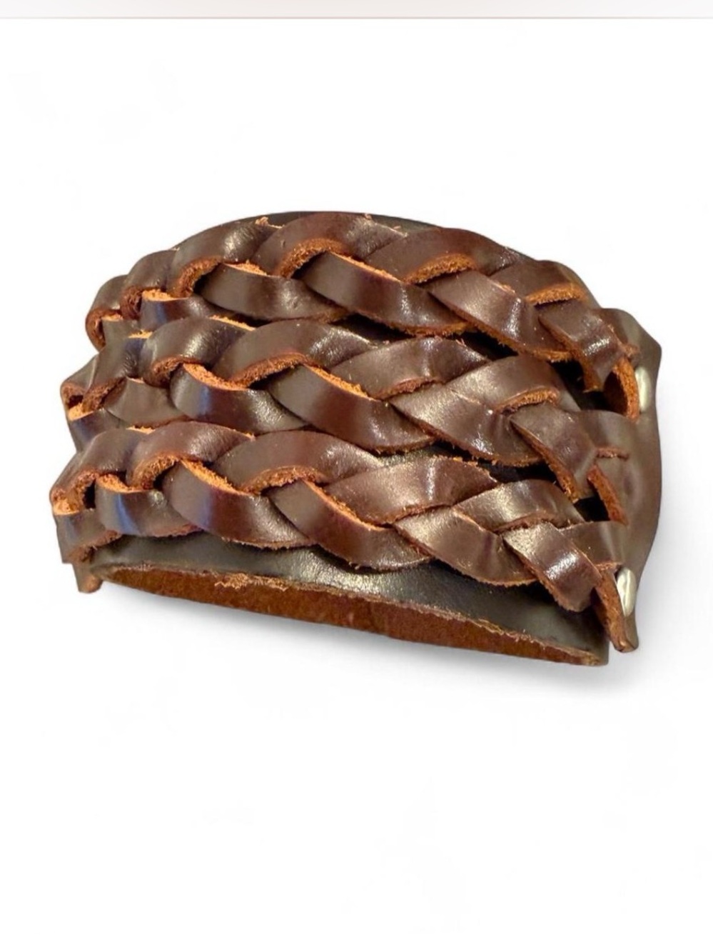 Braided Brown Leather Cuff Bracelet